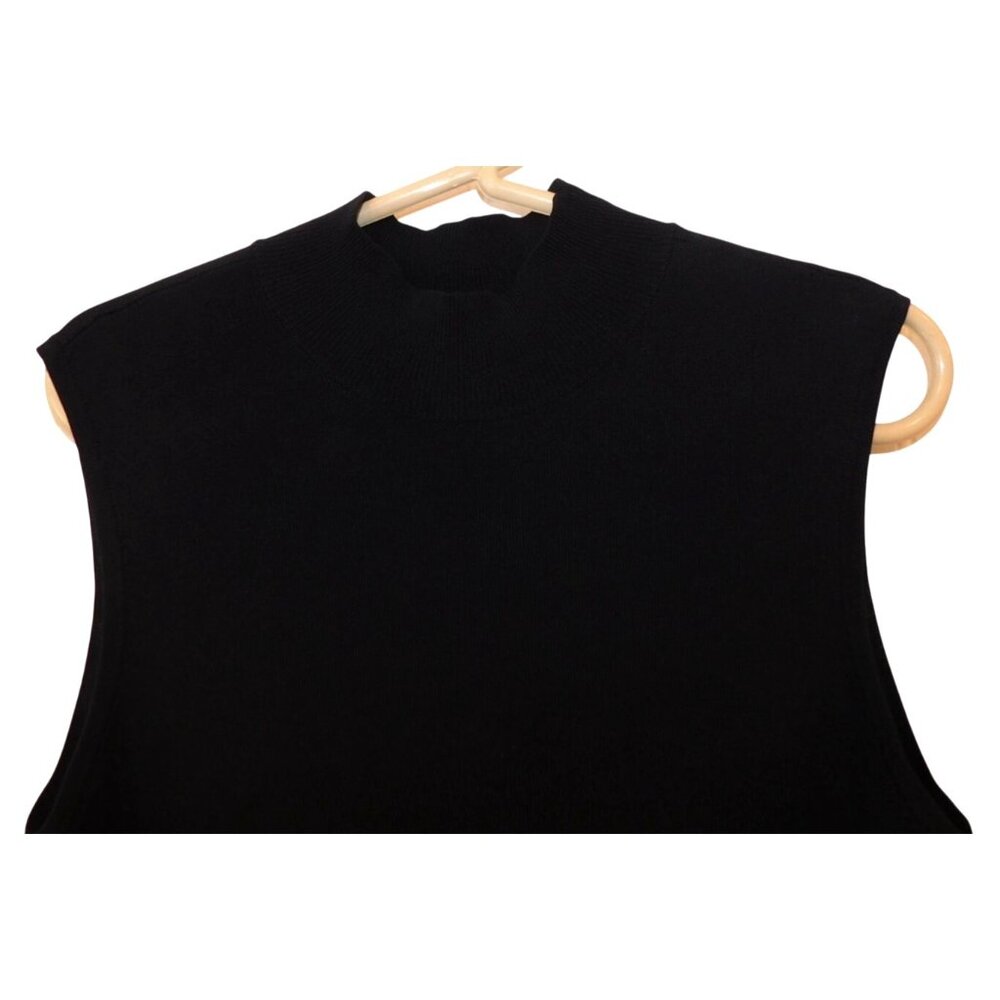 Tahari Women Size L Large Black Pullover Sleeveless Shirt Mock Neck - Picture 2 of 4